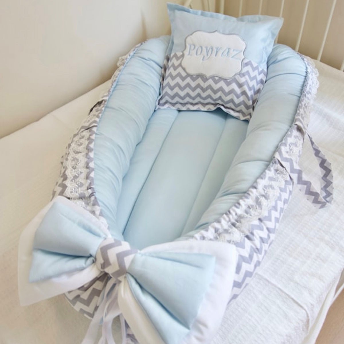 Baby Nest / Mavi Gri Zikzaklı